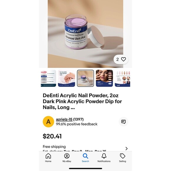 DeEnti Advanced Dark Pink Acrylic Nail Powder 2.1oz Dip Long Lasting Self Level - Picture 14 of 16